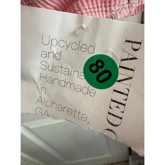 Handmade Upcycled Women’s Pink V Neck Cable Knit Flowy Sweater size Large XL - Picture 3 of 5